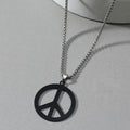 Men's Titanium Steel Stainless Korean Style Sweater Chain Peace Necklace - Black MegaBDM