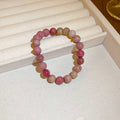 French Retro Smiley Face Bamboo Artificial Jade Personality Trendy Light Bracelets - 62# Bracelet-Pink Artificial Stone MegaBDM