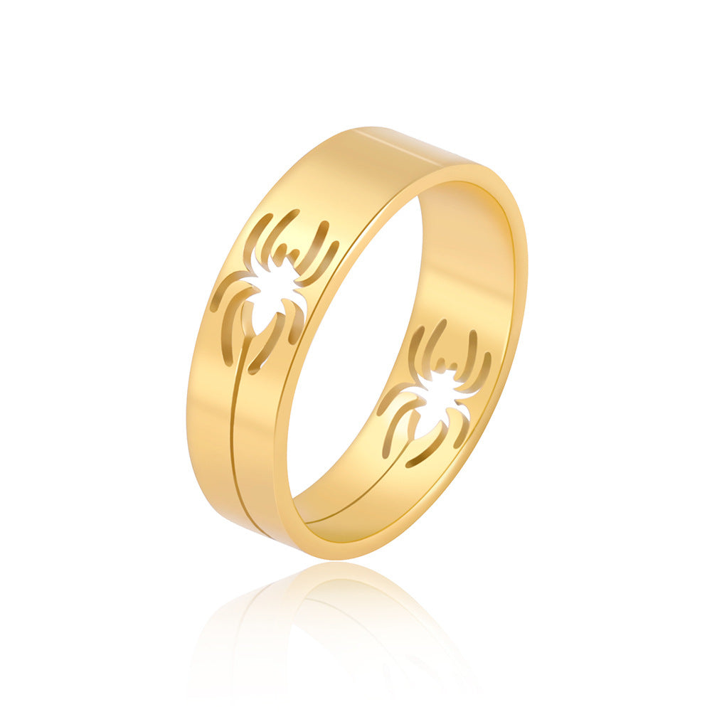 Titanium Steel Male Female Personality Hollow Spider Ring - Gold / No. 22 MegaBDM
