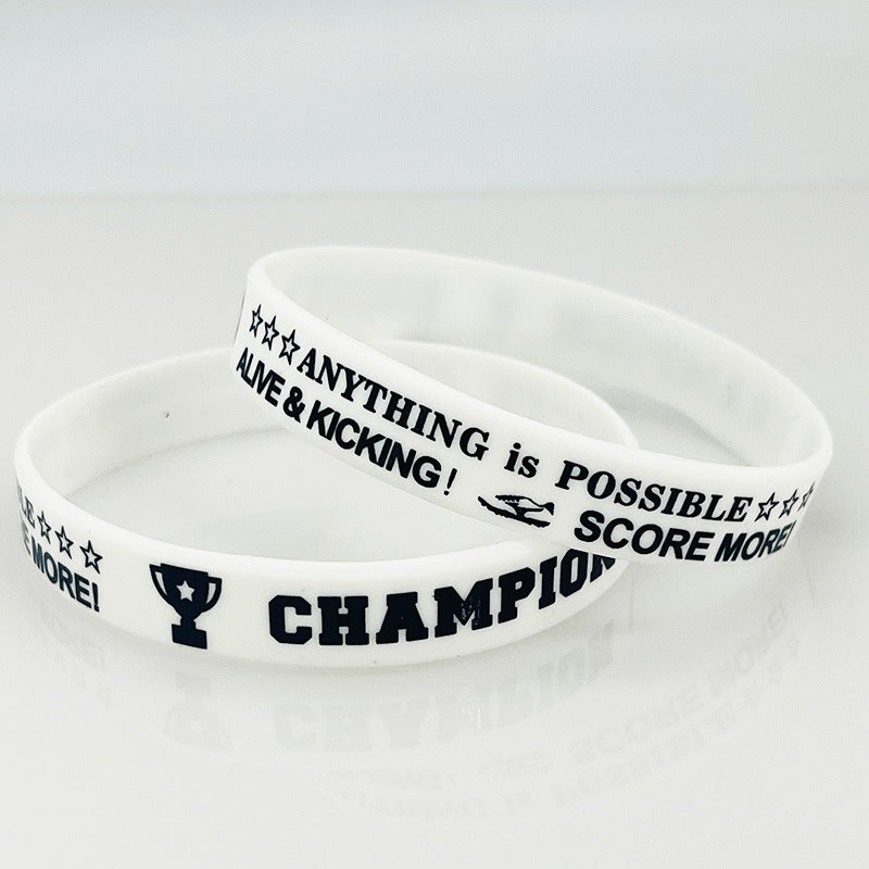 Football Silicone Sports Party Rubber Wrist Band Group Competition Fans Bracelet - White MegaBDM