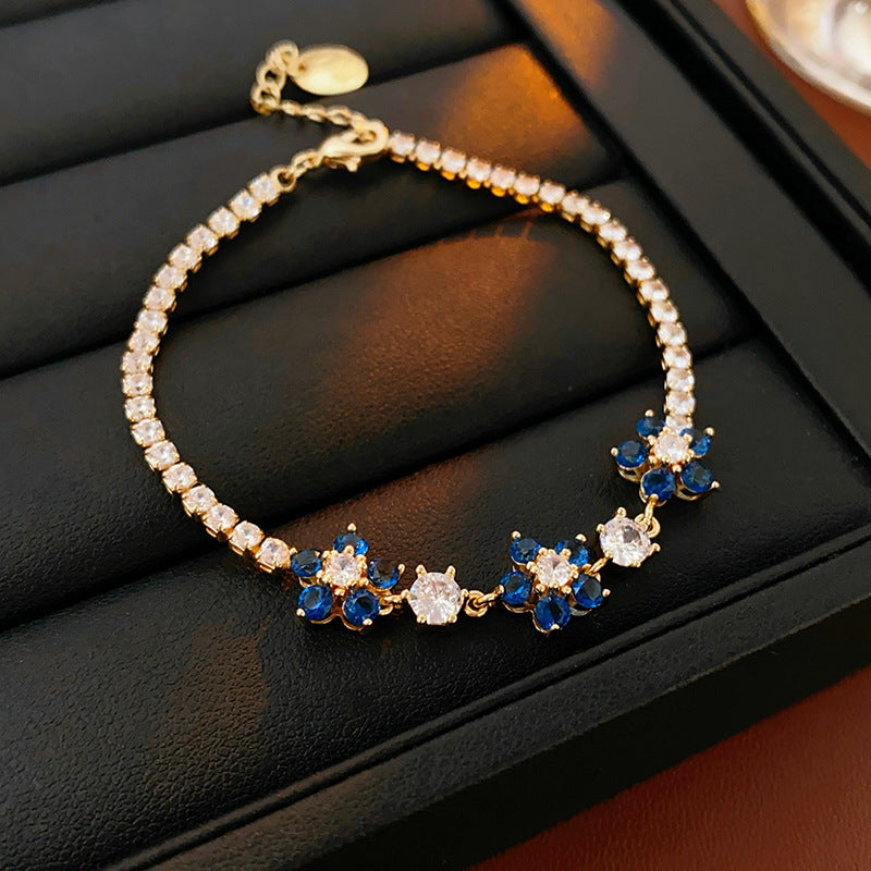 Zircon Adjustable Female Simple Light Luxury Graceful Bracelet - 39# Bracelet-Blue MegaBDM