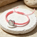 Cute Cartoon Anime Cat Head Carrying Strap Adjustable Kitty Bracelet - Cat Head Woven Bracelet [Watermelon Red]] MegaBDM