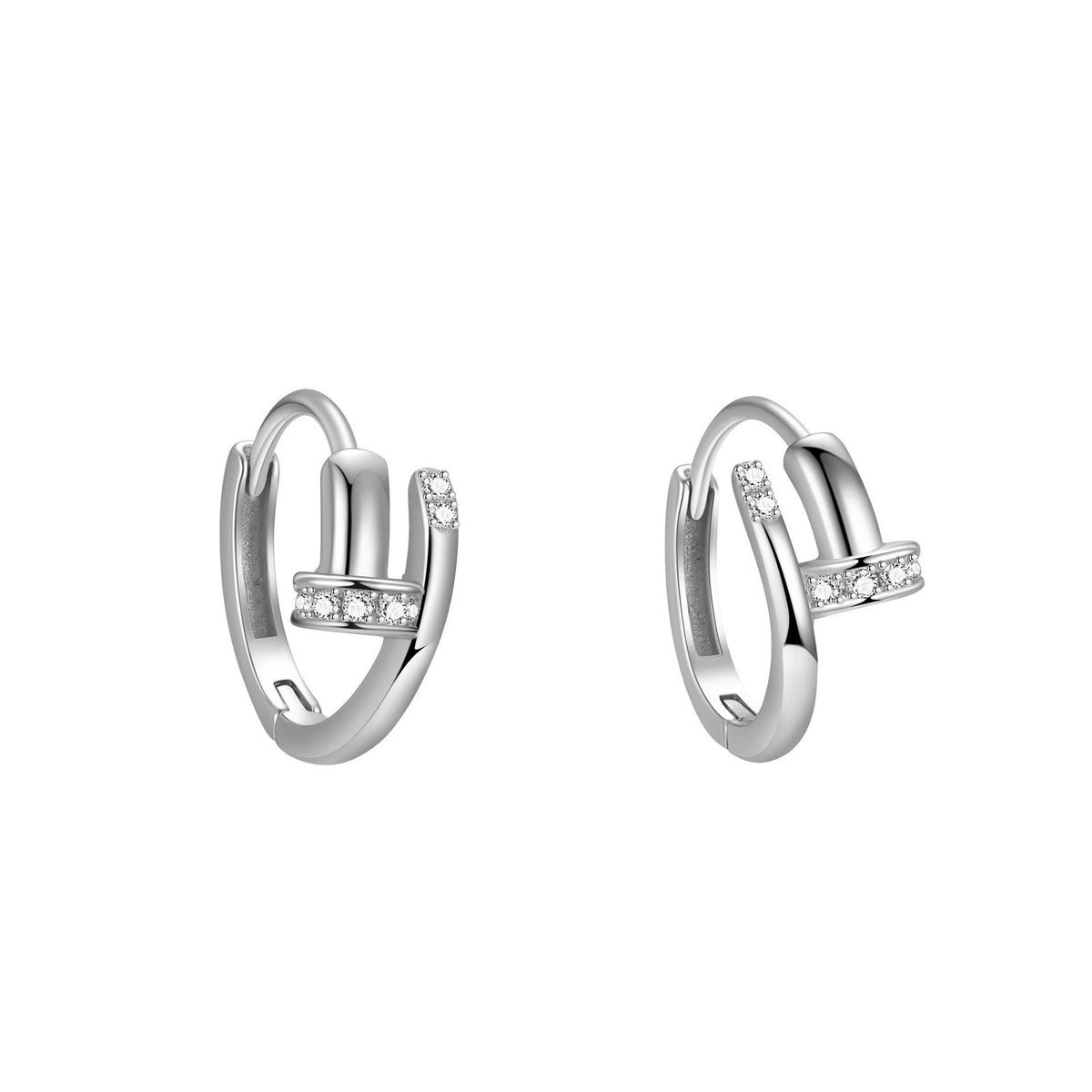 Women's Sterling Sier Zircon Fashion Ear Punk Earrings - Erh273 White Gold Plated / 925 Silver MegaBDM