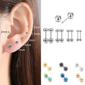 Men's Twist Dumbbell Ball Cartilage Ear Bone Pin Titanium Steel Golden Earrings MegaBDM