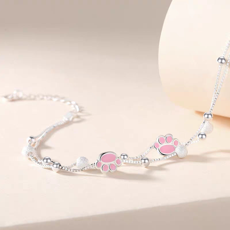 Pink Cat's Paw Summer Fresh Niche Design Sense Heart Light Bracelets MegaBDM