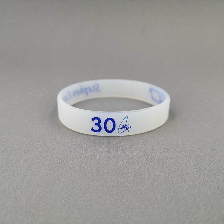 Basketball Kobe James Curry Sports Wristband Custom Luminous Bracelets - No. 30 Curry Luminous White MegaBDM
