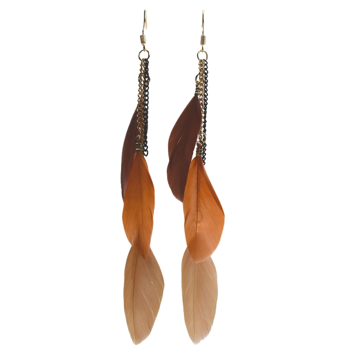 Classy Casual Cool Ethnic Style Feather Earrings - Coffee Gradient MegaBDM