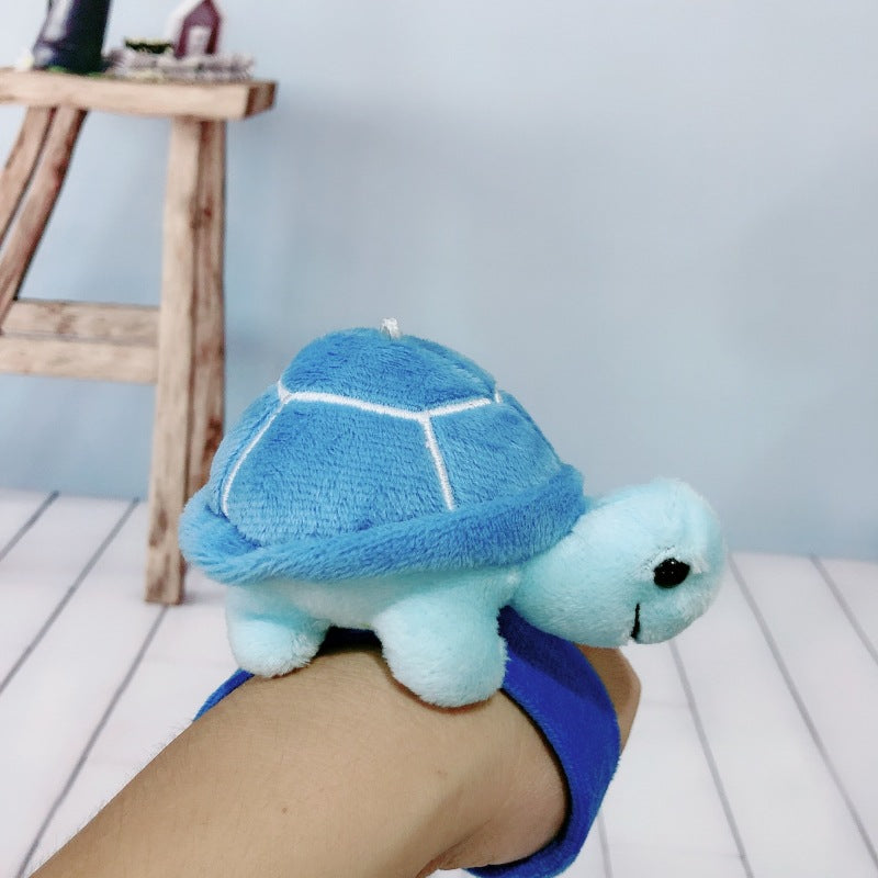 Children's Plush Cartoon Pop Cute Sun Flower Couple Female Dinosaur Slap Bracelet - 39# Little Turtle-Light Blue MegaBDM