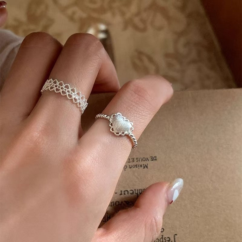 Love Heart-shaped Niche Personality High-grade Hollow Index Finger Temperament Wild Ring MegaBDM