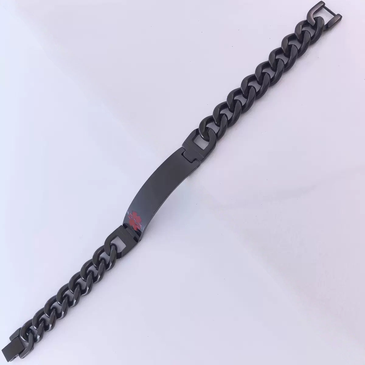 Men's Stainless Steel Trendy Light Luxury Creative Bracelets - Black Bracelet 12mm Wide X19cm-Curved Brand Glossy Medical Label / Stainless Steel S. Steel MegaBDM