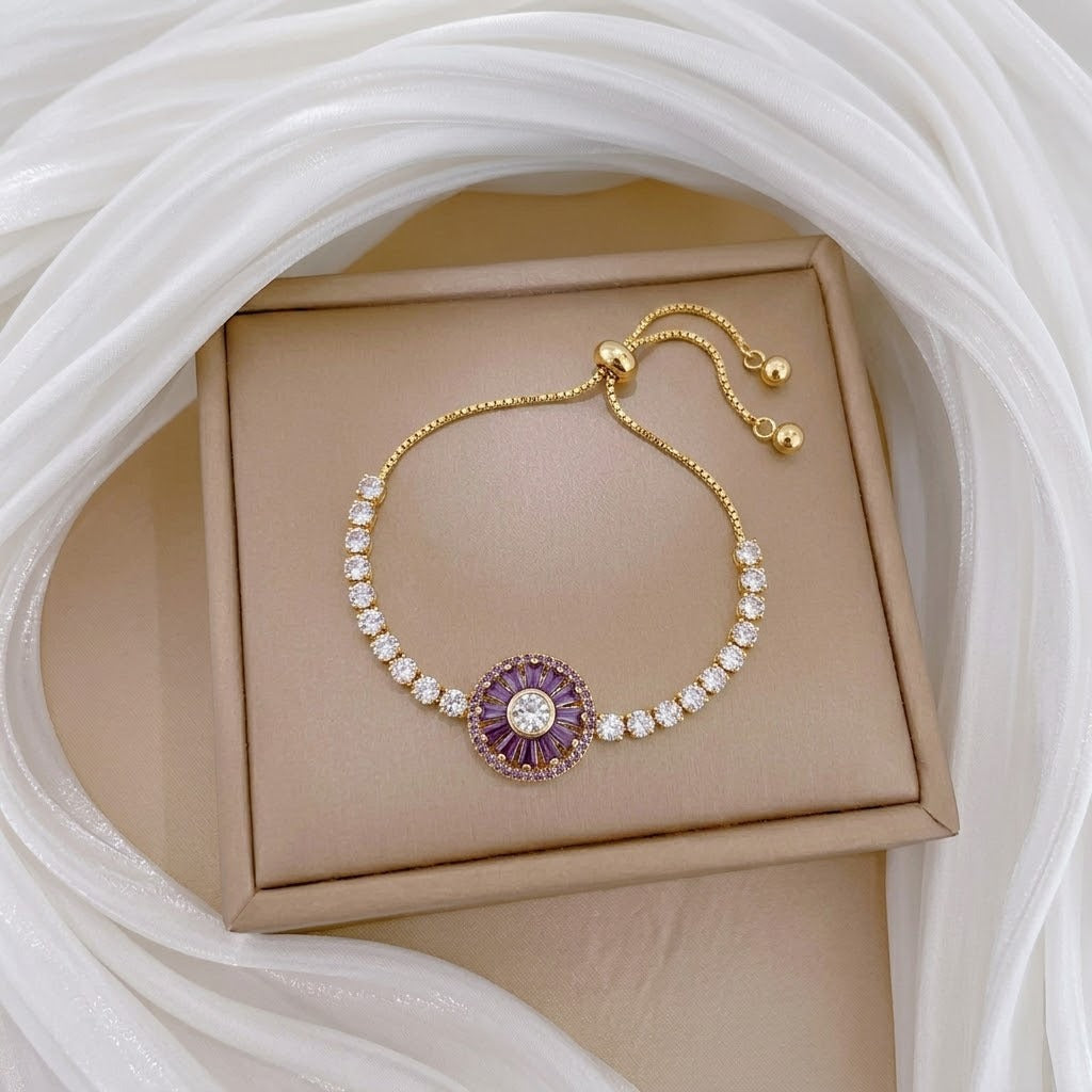 Design Rotating Bauhinia Zircon Flower Gas Clavicle Chain Necklace - TS0124 MegaBDM