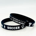 Football Silicone Sports Party Rubber Wrist Band Group Competition Fans Bracelet - Black with white printing MegaBDM