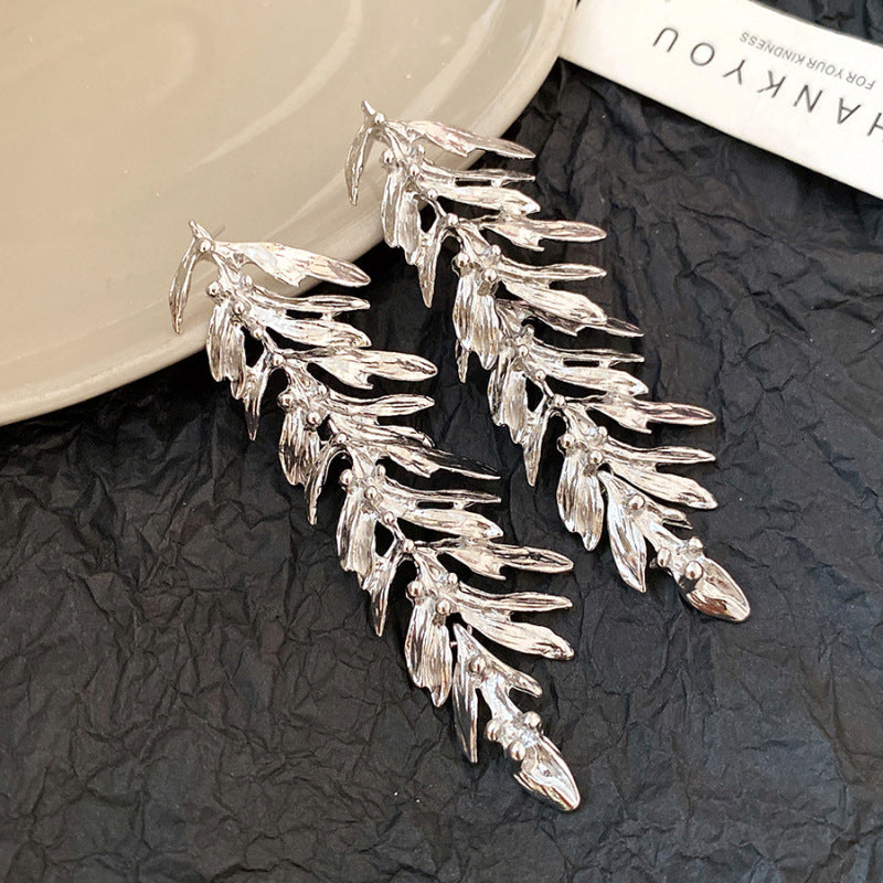 Women's Needle Round Curved Geometric Ear Retro Personalized Temperamental Light Luxury Earrings - 40# Silver Needle-Silver MegaBDM