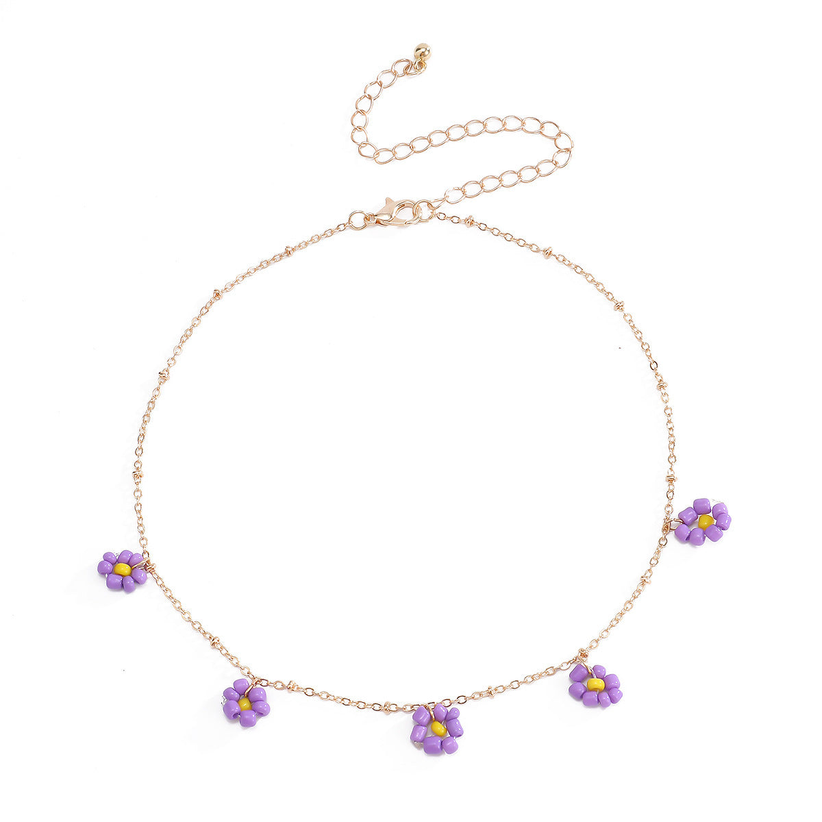 Women's Personalized Simple Contrast Color Creative Woven Necklace - 07 Necklace Purple 3239 MegaBDM