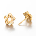 Lotus Ear Bone Hollow Origami Stainless Stud Earrings - 308 Gold MegaBDM