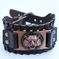Men's Retro Viking Totem Leather Wolf Head Bear Claw Gossip Lucky Bracelet - 30 MegaBDM