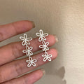 Long Tassel Hollow Flower Temperamental Minority Personality Gentle Temperament Sier Stud Earrings - Silver Flower Long Earrings Silver Needle MegaBDM