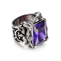 Men's Stainless Steel Hand Retro Punk Brother Ruby Titanium Rings - Steel Purple / No. 9 MegaBDM