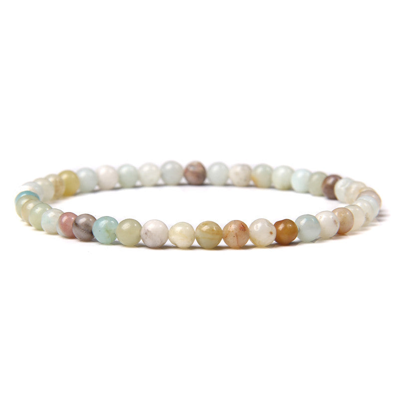 Crystal Agate Round Beads Aquamarine Tourmaline Yellow Tower Energy Beaded Bracelets - Mottled Amazon / 19cm MegaBDM