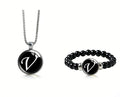 Women's Fashionable Black Time Stone With English Letters Necklace - V MegaBDM