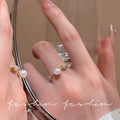 Pearl Zircon Butterfly Female Niche High-grade Light Luxury Couple Temperament Ring - J1079 Gold / One Size MegaBDM