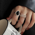 Sterling Sier Black Agate Cold Style Advanced Ring MegaBDM