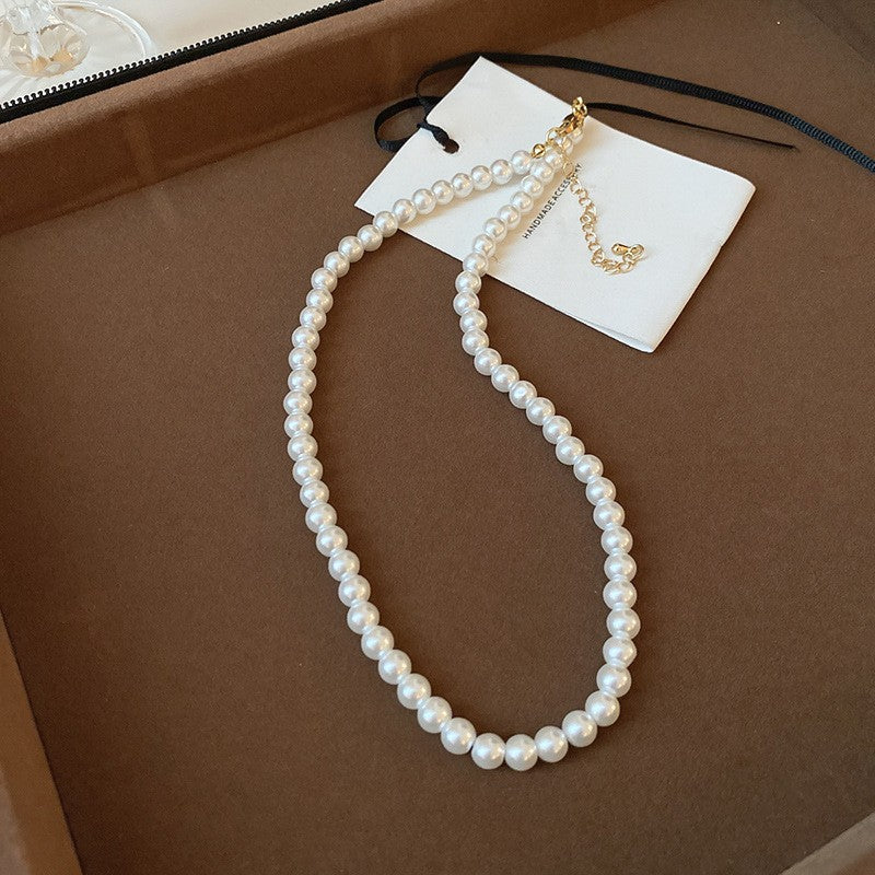 French Laziness Pearl Female Niche High Necklaces - 20# Necklace-Golden-White-8mm MegaBDM