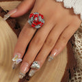 Women's Luxury Flower Series Romantic Diamond Drop Ring MegaBDM