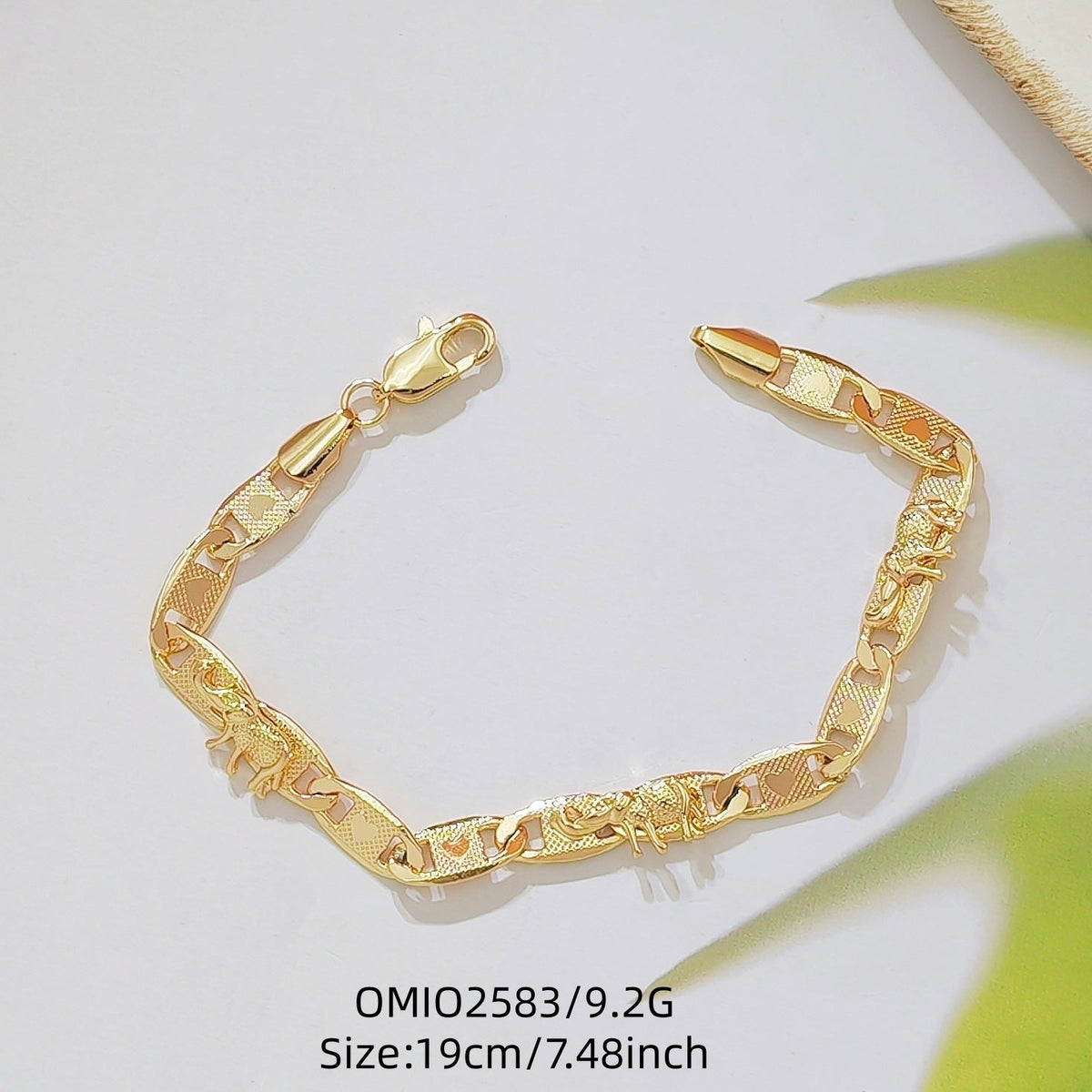 Women's Bright Surface Carven Design Elephant Gold Bracelet - Golden Elephant 2583 MegaBDM