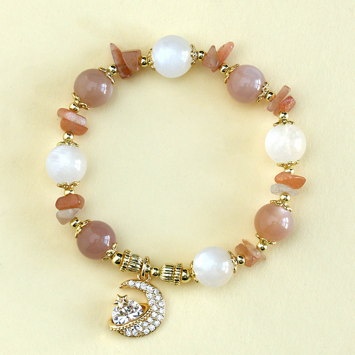 Amethyst Family Crystal Female High Sense Niche Bracelets - Sunstone Star and Moon Princess Bracelet MegaBDM