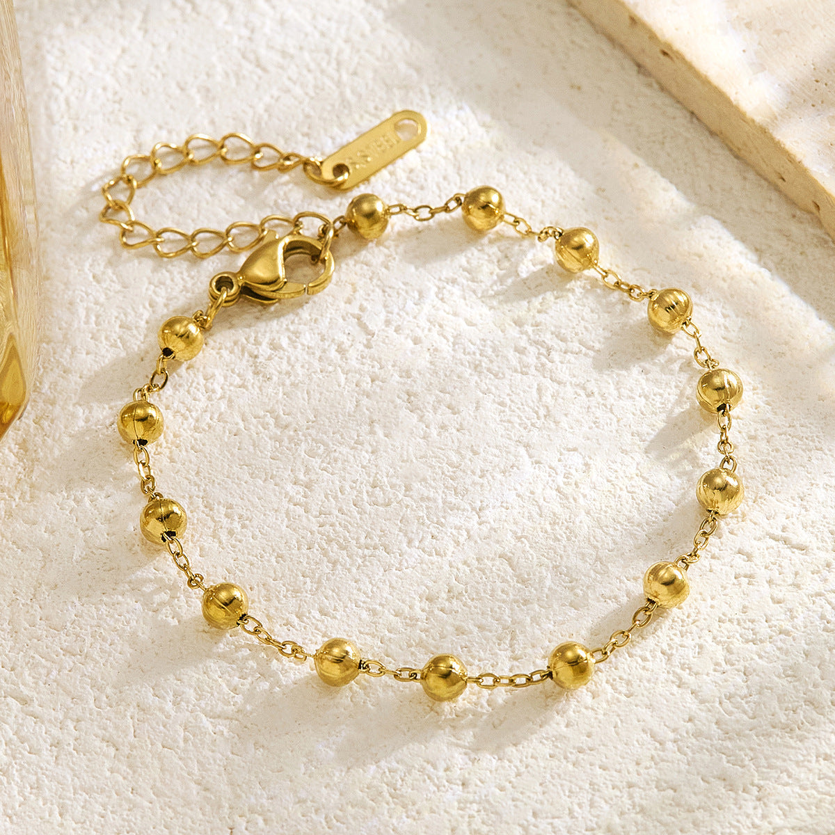 Women's Stainless Steel Round Beads Gold Fashion Bracelets MegaBDM