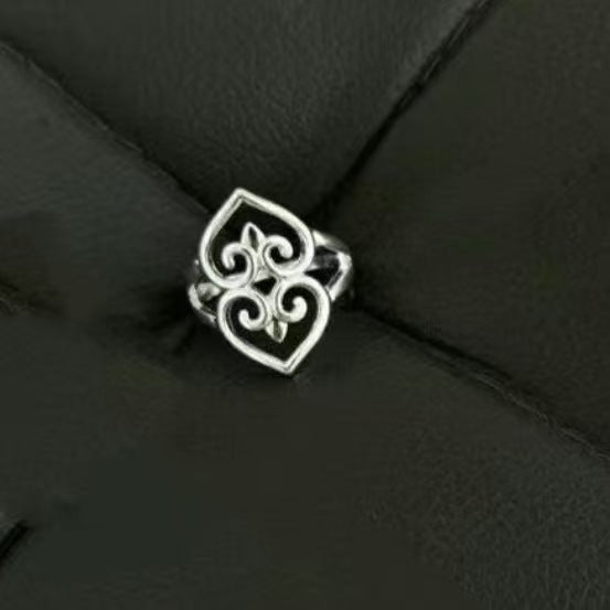 Kazakh Element Open Ethnic Style Simple Niche Index Ring - K-Doppel Herz Ring MegaBDM