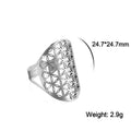 Women's Adjustable Stainless Steel Sacred Geometric For Charm Rings - Steel Color Tone Seam Oval MegaBDM