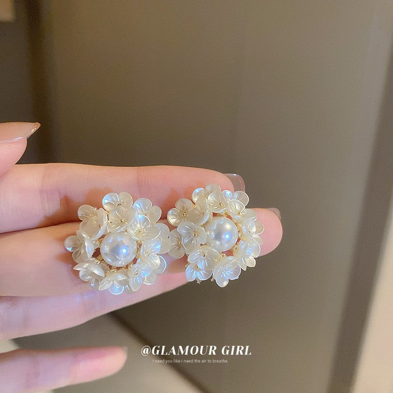 Women's Personality Fashion Trendy Light Luxury High-grade Earrings - 17# Silver Needle-White-Flower MegaBDM