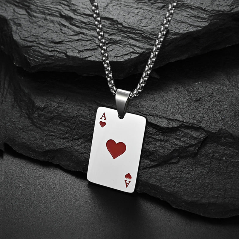 Personality Red Peach Playing Card Trendy Cool Necklaces - Red Peach a MegaBDM