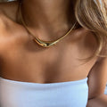 Women's French Retro Simple Temperament Stainless Steel Necklace - Stainless Steel Elbow Necklace Gold MegaBDM