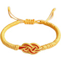 Life Dorje Knot Red Rope Hand-woven Truelove Double Money Girlfriends Bracelet - Yellow MegaBDM