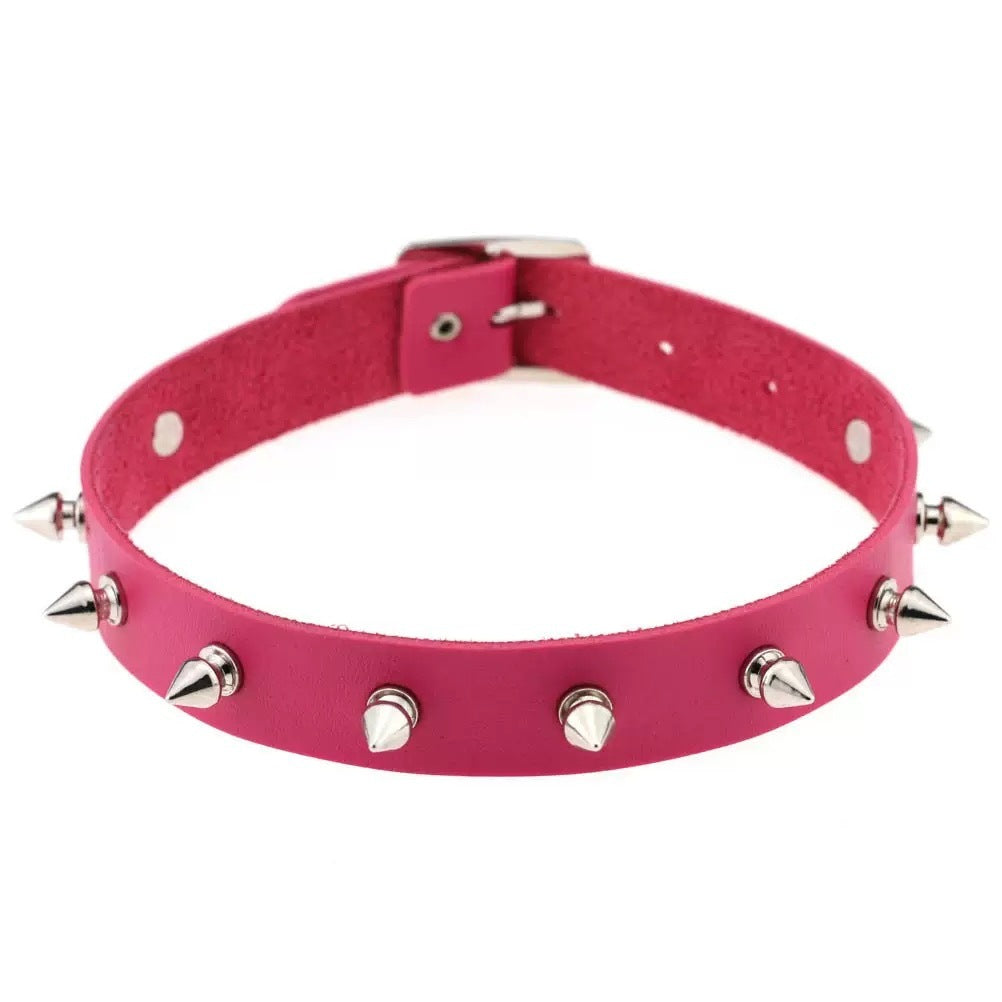 Punk Leather Rock Exaggerated Trend Neck Necklace - Rose Red MegaBDM