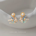 Retro National Trend Chinese Enamel Drip Glazed Hand Painting Earrings MegaBDM