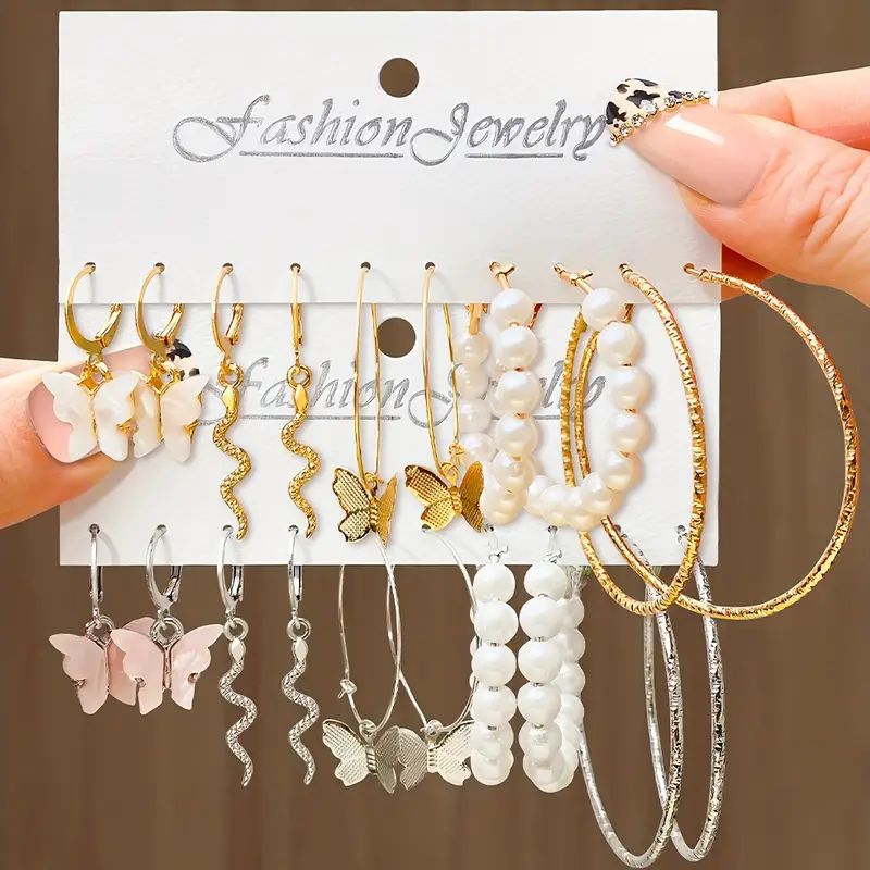 Ear Square Geometric Vintage Pearl Hepburn Style Earrings - H-887 / Alloy MegaBDM