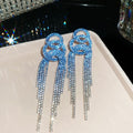 Women's Sier Diamond Tassel Light Luxury High-grade Simple Rings - 25# Silver Needle-Blue MegaBDM