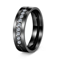 Stainless Steel Diamond Couple Zircon Bag Rings - Black with Diamond / No. 5 MegaBDM
