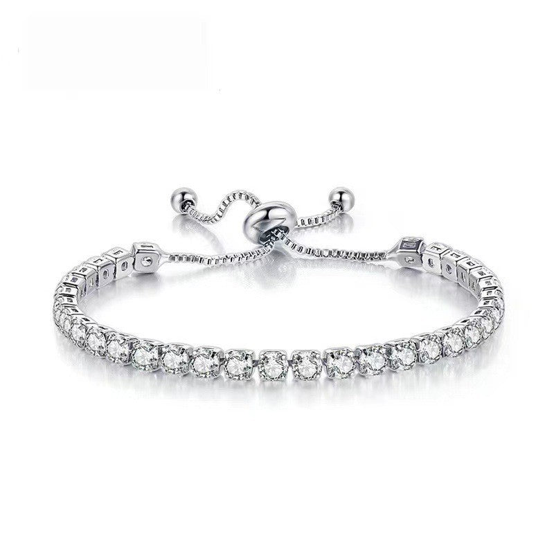 Women's Round Single Row Full Diamond Adjustable Beads Crystal Bracelet MegaBDM
