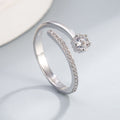 Fashion Sweet Elegance Simple Leaves With Diamonds Love Heart-shaped Personality Ring - White Gold Color [NJZ-71]] / Adjustable Opening MegaBDM