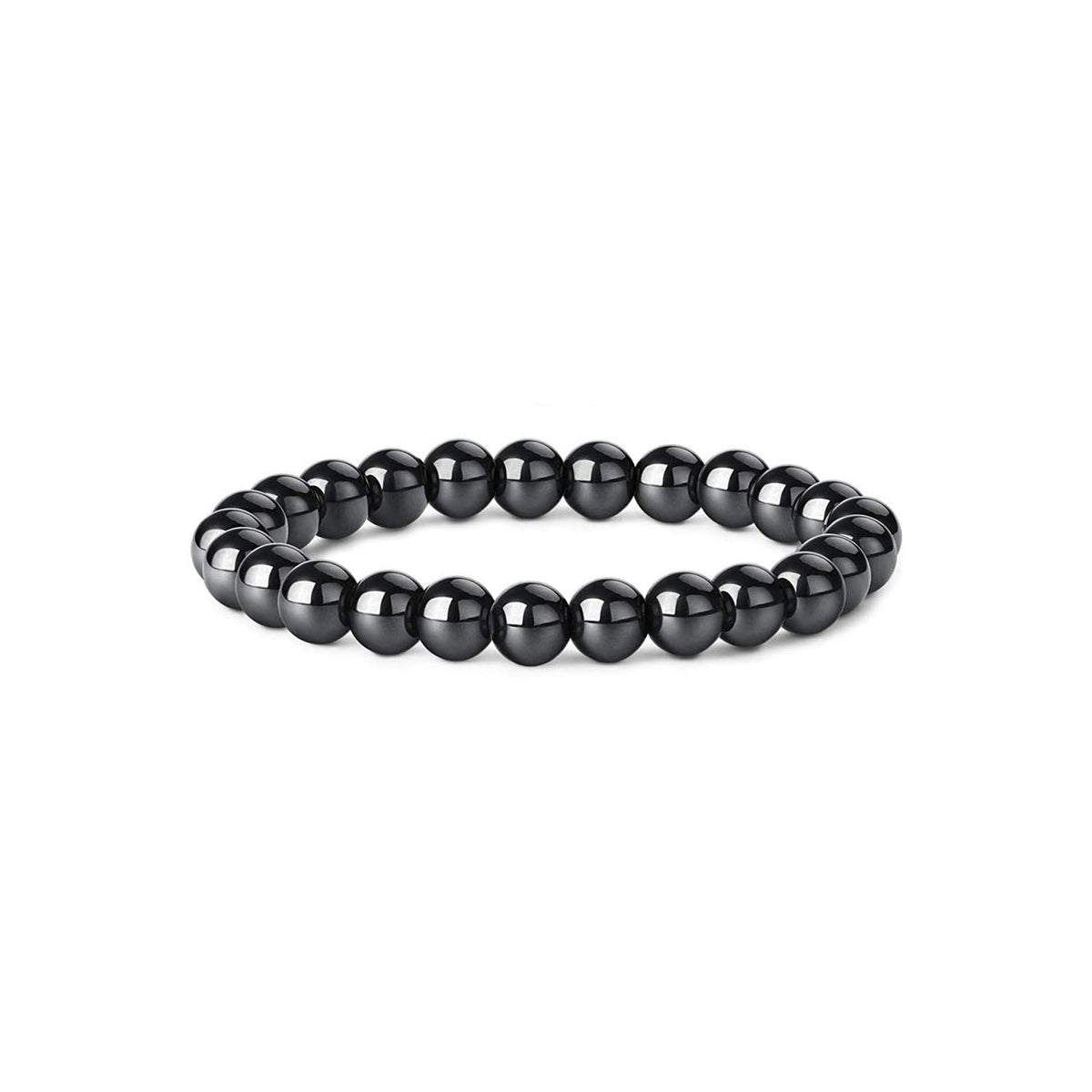 Men's Haematite Stretch Natural Stone Beaded Spacer Yoga Single Bracelet - 8mm Hematite Bracelet MegaBDM