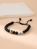 Women's & Men's Black Frosted Football Letters Adjustable For Bracelet - Football Black Frosted 26 Letter Bracelet E One Piece MegaBDM