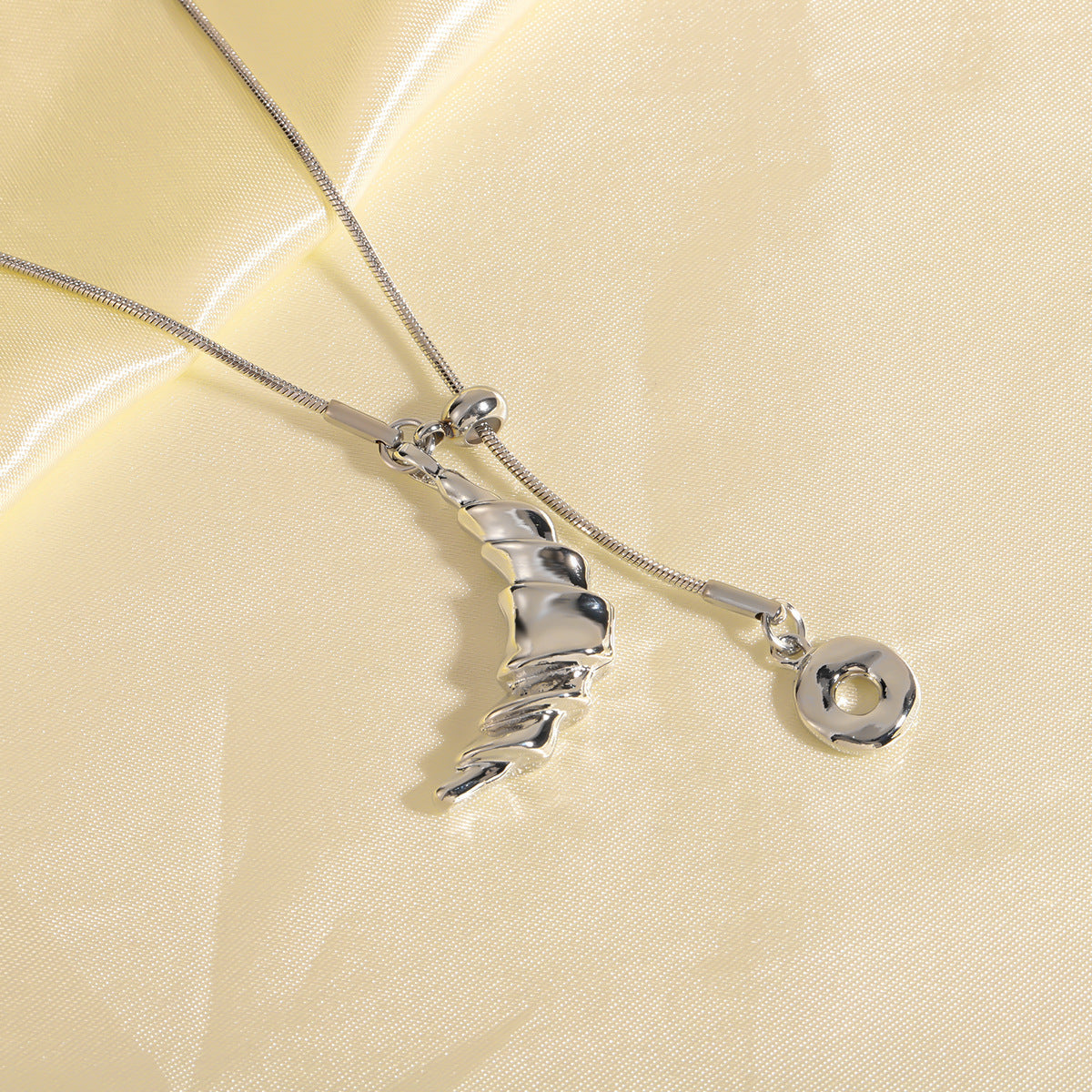 Women's Style Niche Trend Sweater Chain Light Luxury Croissant Necklace - K1634-B [Steel Color]] MegaBDM
