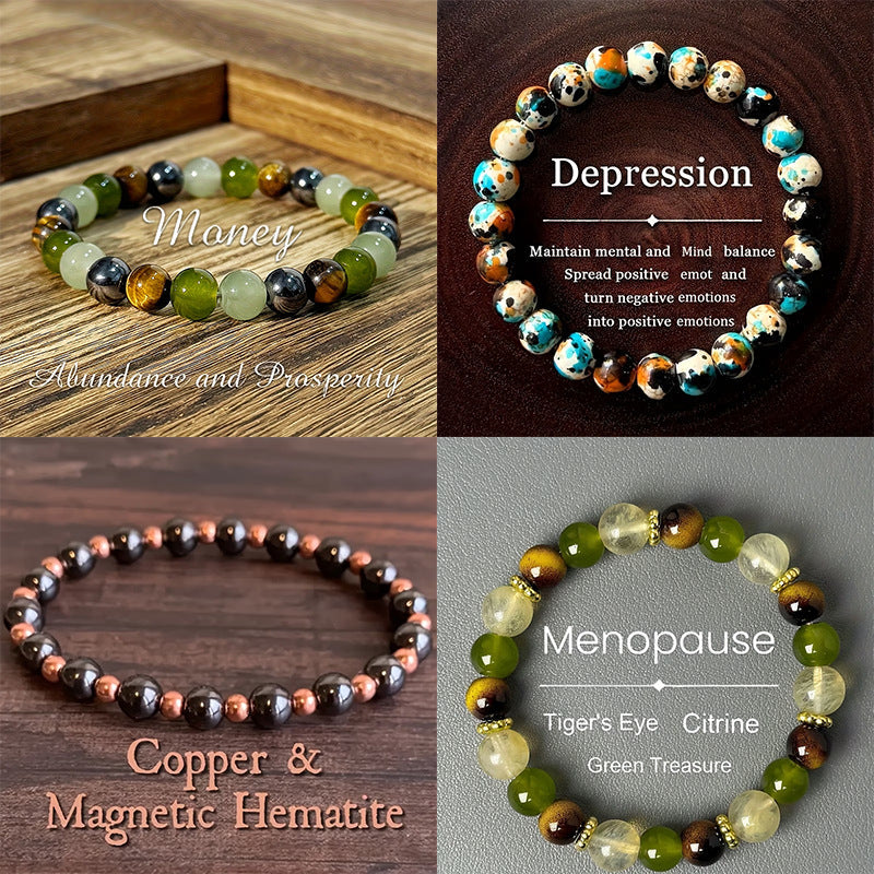 Women's & Men's Natural Tiger Eye White Crystal Prehnite Bracelets MegaBDM