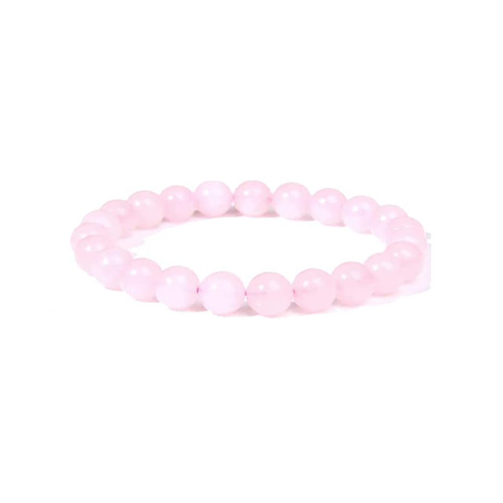 Women's & Men's Mm Natural Gemstone Outdoor Yoga Stretch Beads Bracelet - Pink crystal MegaBDM