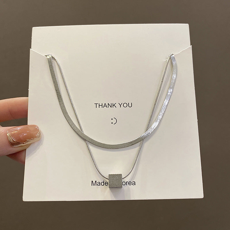 Female Niche High-grade Versatile Light Luxury Clavicle Necklaces - Twin Double-Layer Geometries-X1109 MegaBDM